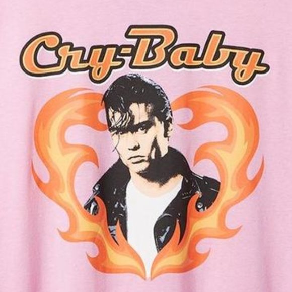 ❤️NWT VINTAGE TORRID CRY BABY MOVIE - JOHNNY DEPP - LETTUCE HEM GRAPHIC CROP TEE - Picture 2 of 8